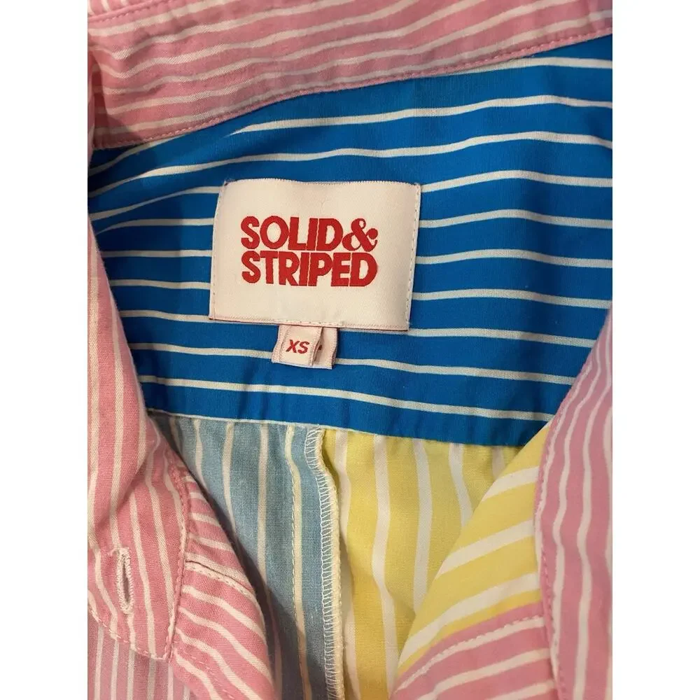 Solid & Striped Oxford Tunic Shirt Coverup XS Colorblock Stripe Beach Resort - Picture 7 of 16